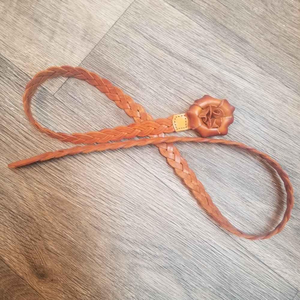 Leather braided belt